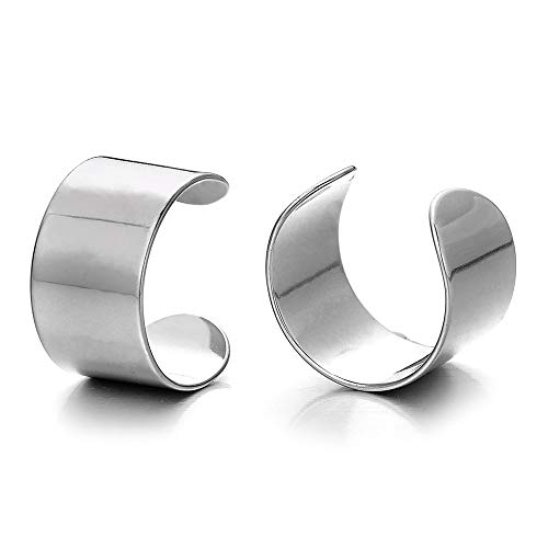 2 Stück Silber-Farbe Ohr Clip-on Creolen für Herren Damen, Edelstahl Ohr Manschette Ohrringe, Fake Piercing