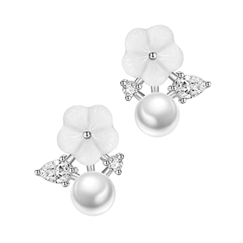 SECFOU 1 Paar Blumen-Perlen-Ohrstecker Perlen-Tropfenohrringe Für Creolen Für Mädchen Perlenschmuck Vintage-Perlenohrringe Strass-Ohrringe Ohrstecker-Anhänger