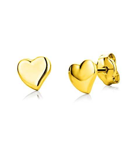 Miore Schmuck Kinder Mädchen Ohrstecker Herz Ohrringe aus Gelbgold 18 Karat 750 Gold