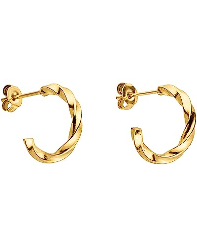 PURELEI® Kelani Creole Ohrringe (Gold) – Damenohrringe aus langlebigem Edelstahl – Wasserfeste Ohrringe Damen – 1,5 cm Durchmesser – Modeschmuck für deinen individuellen Look