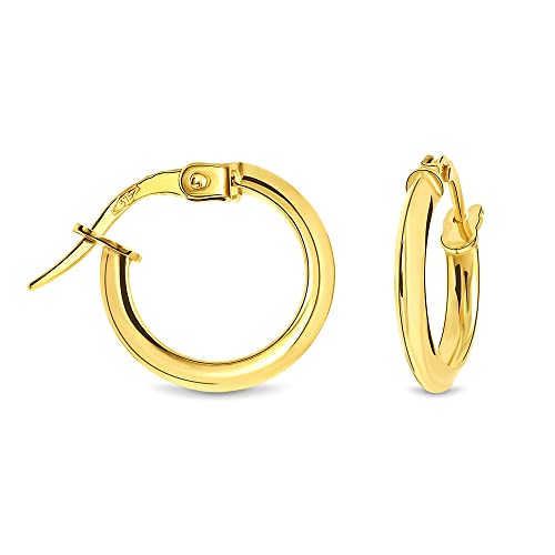 Miore Ohrringe Damen klassische runde glänzende Creolen aus Gelbgold 14 Karat / 585 Gold, Ohrschmuck