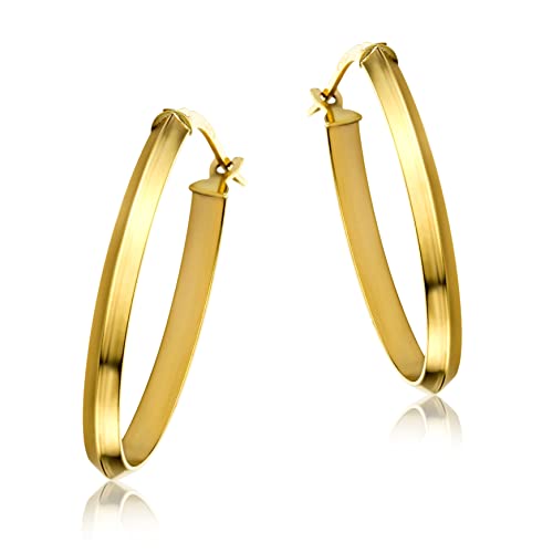Miore Schmuck Damen glänzende Creolen Ohrringe aus Gelbgold 9 Karat / 375 Gold