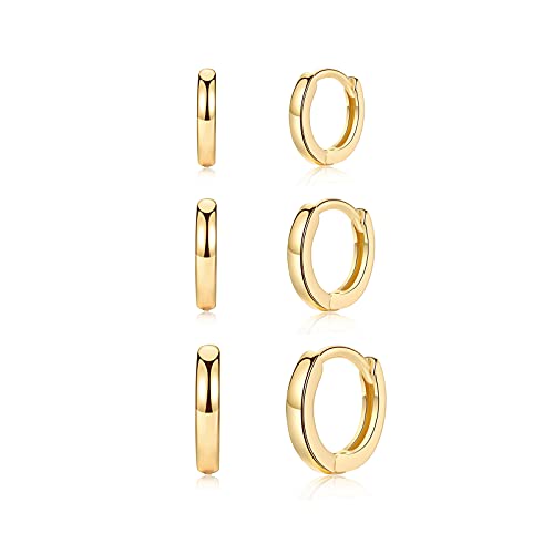 Ohrringe Gold Creolen, Creolen Gold Klein (8mm/10mm/12mm) für Damen Herren Mädchen | Creolen Silber 925 14k Vergoldet Ohrringe Breite 2mm