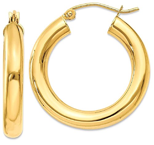 14 Karat 585 Gold Hochglanz Creolen Ohrringe Gelbgold (26 Millimeter)