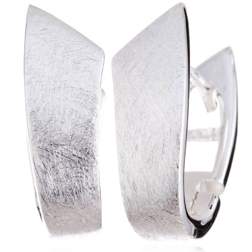 Vinani Damen Ohrringe 925 Silber - Klapp-Creolen Ohrring Set für Frauen aus 925 Sterling Silber U-Form gebürstet glänzend CDGG