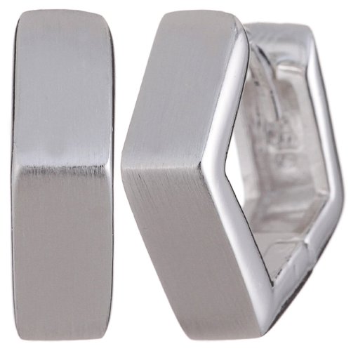 Vinani Klapp-Creolen fünfeckig mattiert-glänzend Sterling Silber 925 Ohrringe CFE