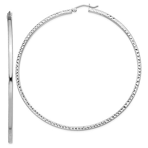 Sterling-Silber 925, Diamantschliff, 2 x 70 mm, quadratische Tube-Creolen Ohrringe JewelryWeb