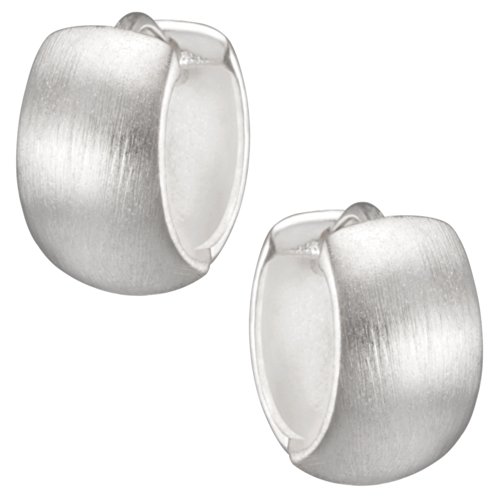 Vinani Damen Ohrringe 925 Silber - Klapp-Creolen Ohrring Set für Frauen mattiert abgerundet aus 925 Sterling Silber Ohrringe CARM