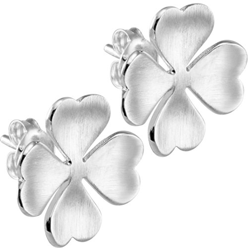 Vinani Ohrstecker Kleeblatt mattiert Sterling Silber 925 Blume Ohrringe OKL