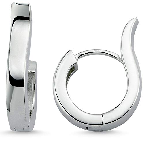 Vinani Damen Ohrringe 925 Silber - Klapp-Creolen Ohrring Set für Frauen glänzend aus 925 Sterling Silber 2COL