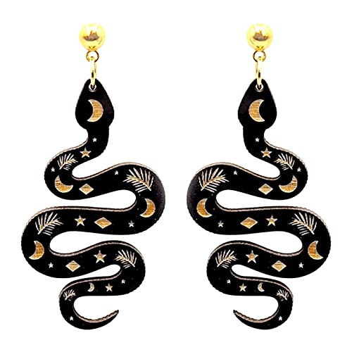 Schwarze Serpentin hängende Ohrringe Holz Zubehör Serpentin Ohrringe Mädchen Geschenk Boho Ohrringe Ohrringe Aus Chirurgenstahl