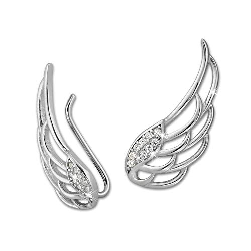 SterlinX Ohrringe Ear Cuff Damen Ohrklemme aus 925er Sterling Silber mit Zirkonia Motiv Flügel D1GSO410W