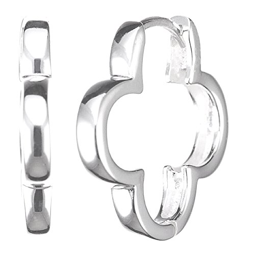 Vinani Damen Ohrringe 925 Silber - Klapp-Creolen Ohrring Set für Frauen aus 925 Sterling Silber Blume glänzend CSF1