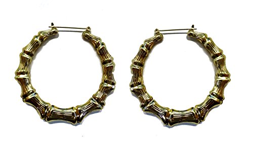 große Damen Ohrringe Creolen Reifen  in Bambus-Optik