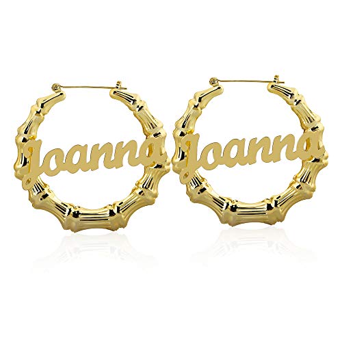 Personalisierte Name Gold Creolen Ohrringe für Frauen - Hip Hop 18 Karat Gold Schmuck personalisierte Bambus Creolen