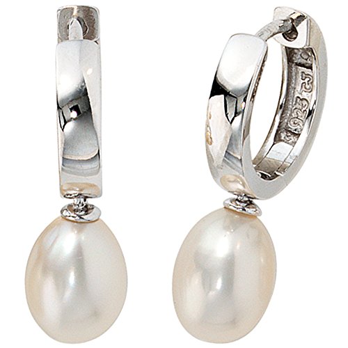 Jobo Damen-Creolen aus 925 Silber mit Perlen Oval
