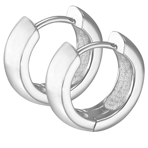 Vinani Damen Ohrringe 925 Silber - Klapp-Creolen Ohrring Set für Frauen aus 925 Sterling Silber rund glänzend CYS