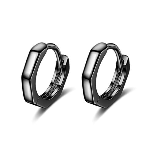 Unisex Ohrringe Damen Herren Ohrhänger 925er Silber Mode Einfache creolen Kreis Hoop Ohrschmuck Hypoallergen für Frauen Mann (Schwarz)