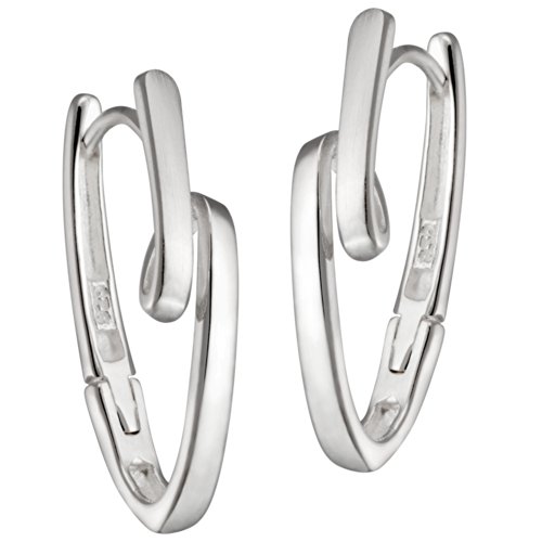 Vinani Damen Ohrringe 925 Silber - Klapp-Creolen Ohrring Set für Frauen Schlaufe glänzend mattiert aus Sterling Silber 925 Ohrringe CKNK