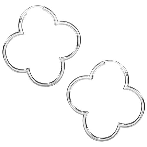 Vinani Damen Ohrringe 925 Silber - Creolen Ohrring Set für Frauen aus 925 Sterling Silber glänzende Blume mittel Hoop Flower Kreolen 2CBS