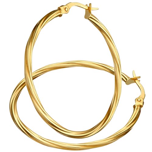 Citerna Damen-Ohrringe Creolen Gelbgold 9 Karat 375 gedrehtes Design Durchmesser 3cm SIL1407Y